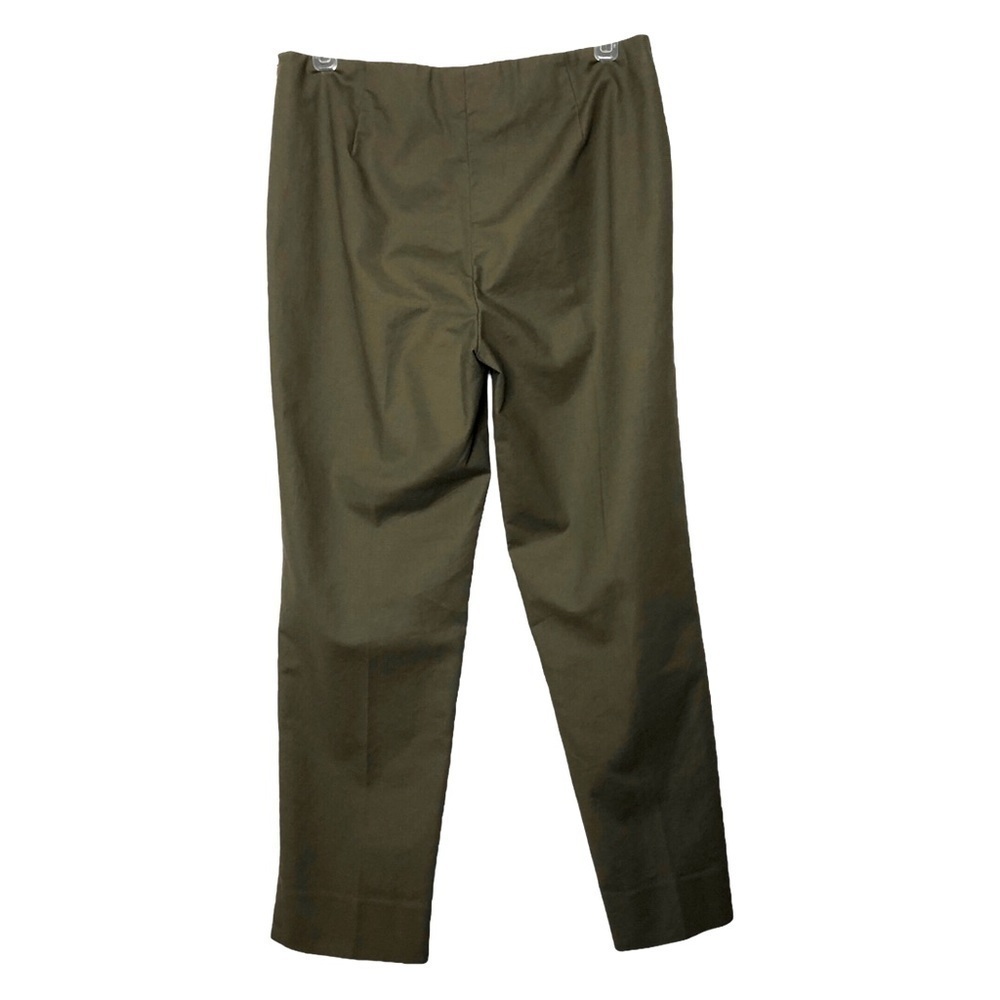 Lafayette 148 - Cotton Blend Military Olive Green Side-Zip Ankle Pants - Size 4